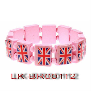 china cheap wholesale pink sticker wood bracelet