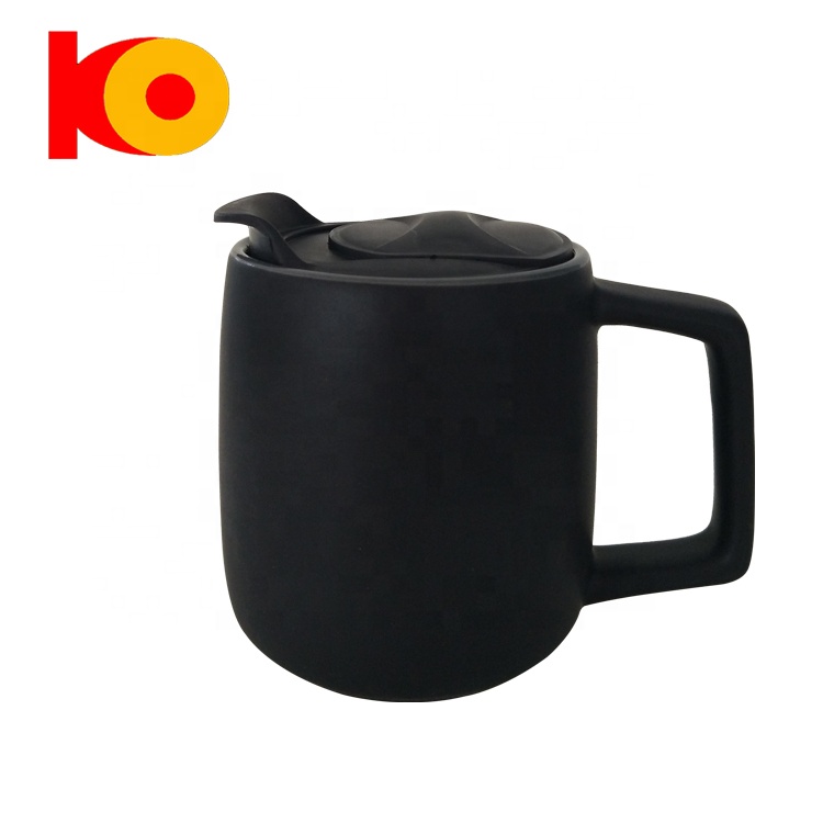 Fashion ceramic black coffee water mug creative simple milk tea cup with lid