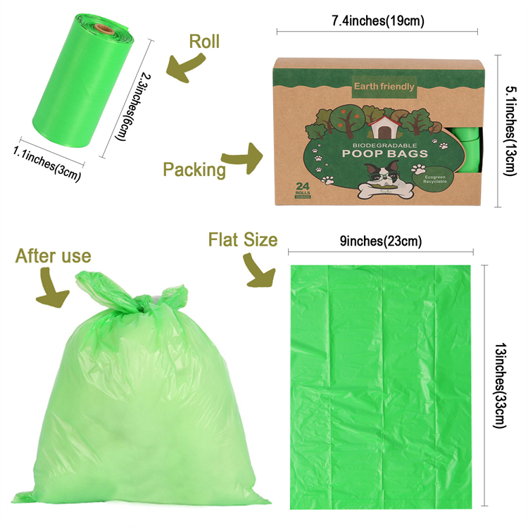 ECO-Friendly Poop Waste Bag Custom Disposable Compostable Dog Poop Bags With Dispenser For Pet