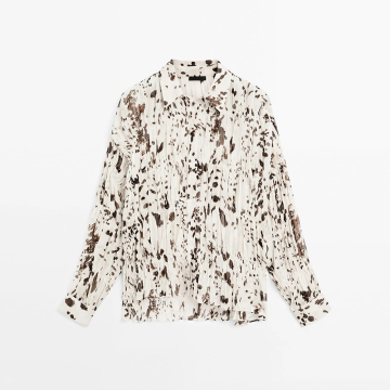 Women's pleated detail animal striped shirt