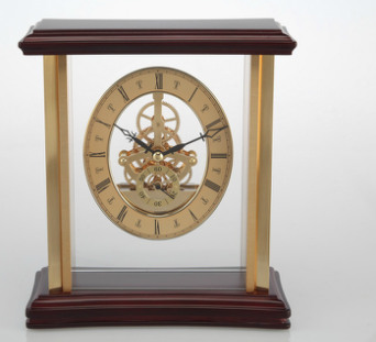 Promotional gift wooden skeleton desk clocks,decorative clocks