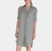 100% Linen Grey Short Dress