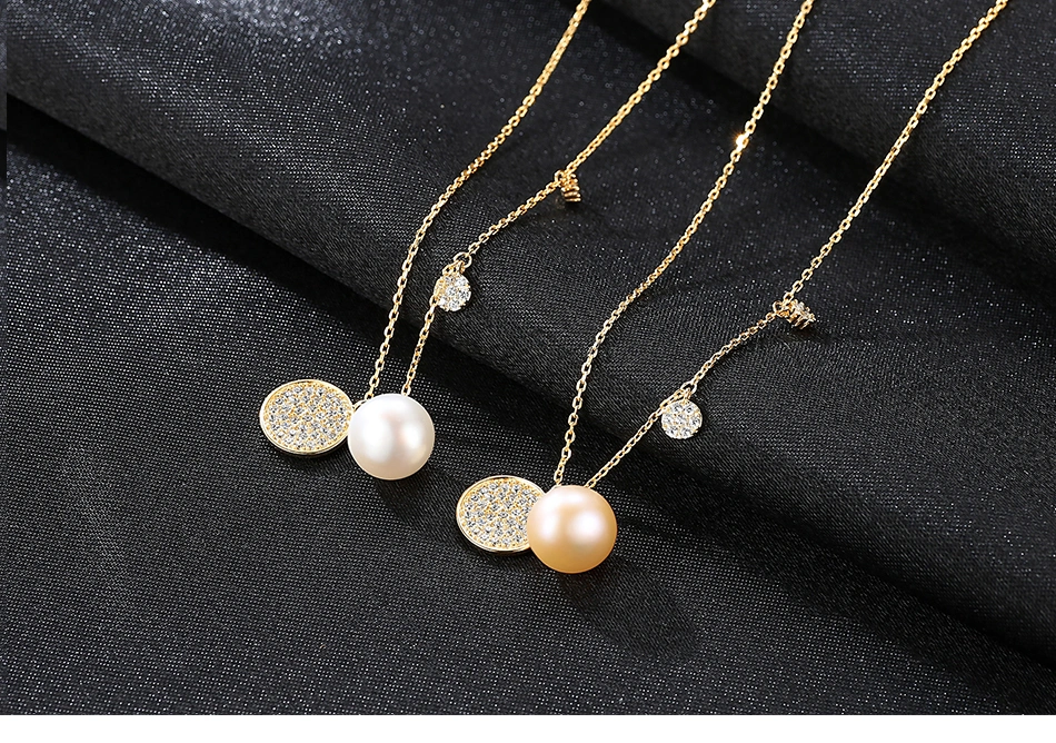 CZ Crystal Silver Freshwater Bread Pearl Pendant Necklaces