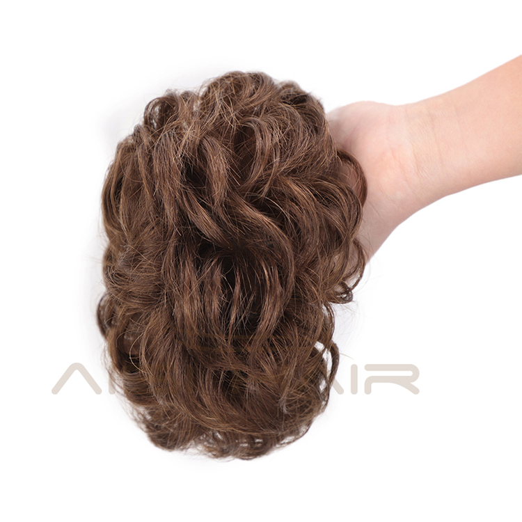 Aisi Hair Brazilian Human Hair Brown Curly Chignon Bun Elastic Rope Rubber Band Hairpiece Clip In Extension For Women