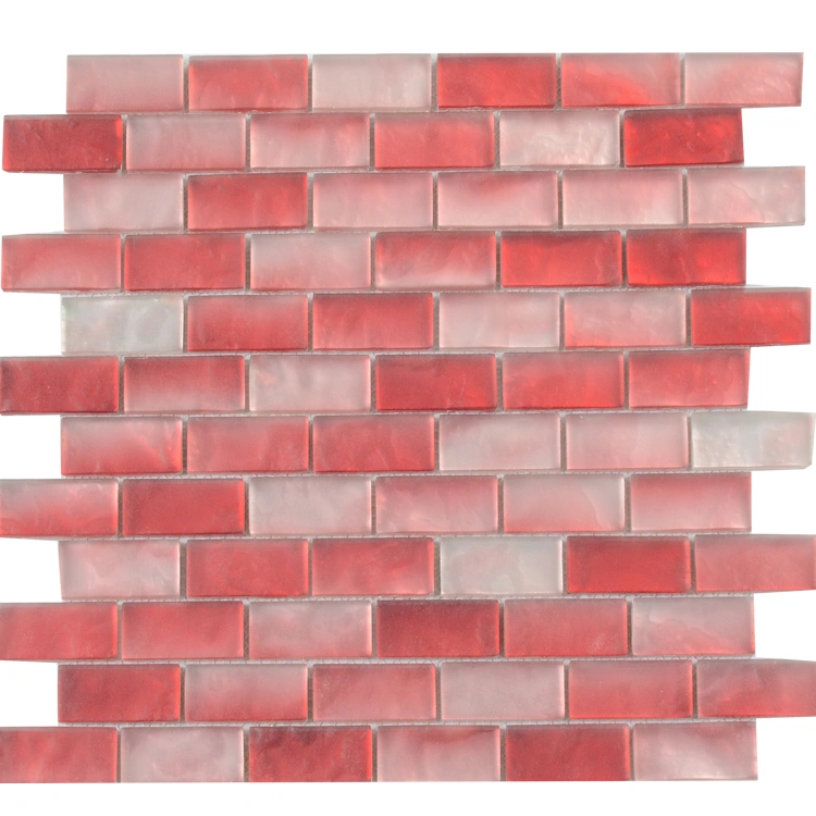 Foshan High Quality Arctic Ice Subway Red Glass Mosaic Tile