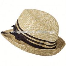 shapeable straw hat with brown band