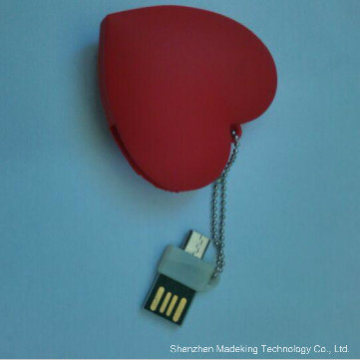 OTG USB Flash Drive PVC Heart Shape Pen Drive
