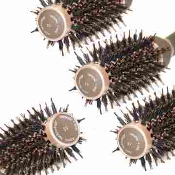 boar bristle round brush Coffee Ceramic Hair Styling Brush with Boar Bristles Factory