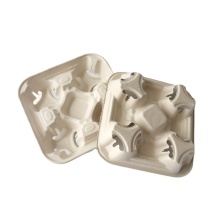Biodegradable disposable pulp paper cup carrier holder tray