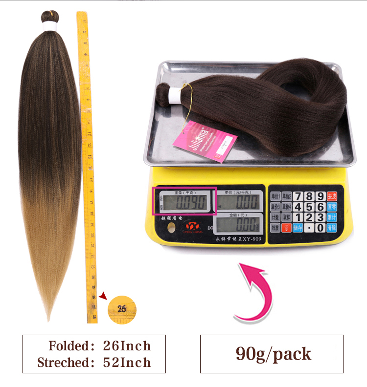 Julianna Attachments Synthetic Hair For Braids Braiding Ombre Pre Stretched Prestretched Braiding Hair Pre Stretch