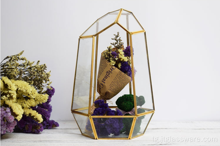 Гулдонҳои Glass Clear Terrarium Glass геометрӣ