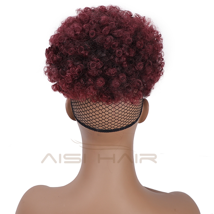 Aisi Hair Cheap Price Afro Puff Heat Resistant Fiber Chignon Bun Vendors Short Afro Curly Updo Hair Synthetic Bun With Fringe