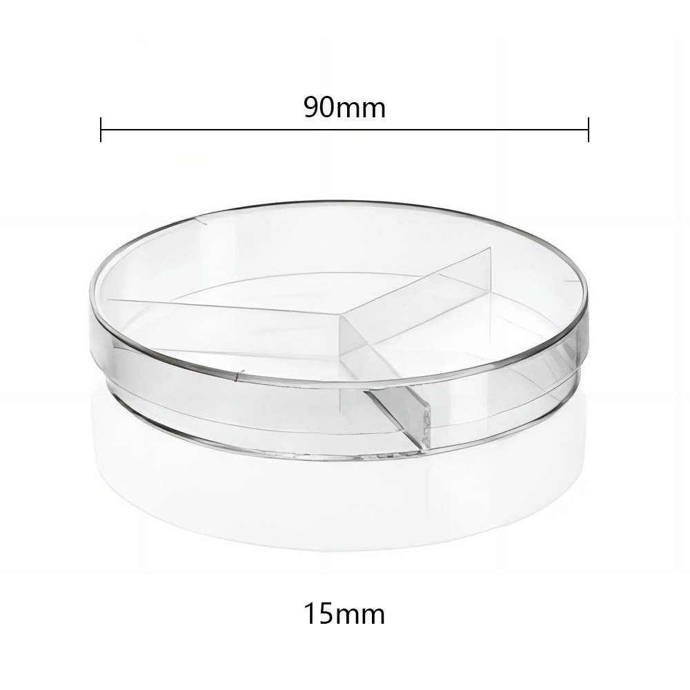 90 * 15mm 3 compartimenten - Petrischaal / plaat 90mm-steriel