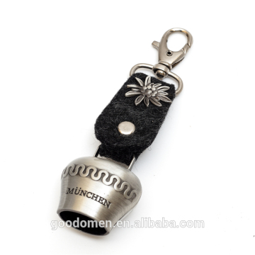 bell keyring keychain ,ribbon leather keychain with bell
