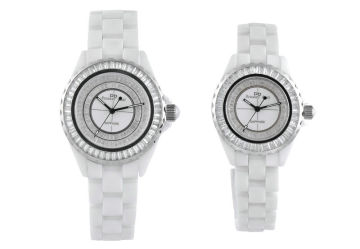 Waterproof Square Stone Dial Crystal Watches, Swiss White Ceramic Watches