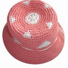 Children's Knitted Hat/Caps, Eco-friendly, Made of Paper/Summer Caps/Beach Caps/Girl Caps