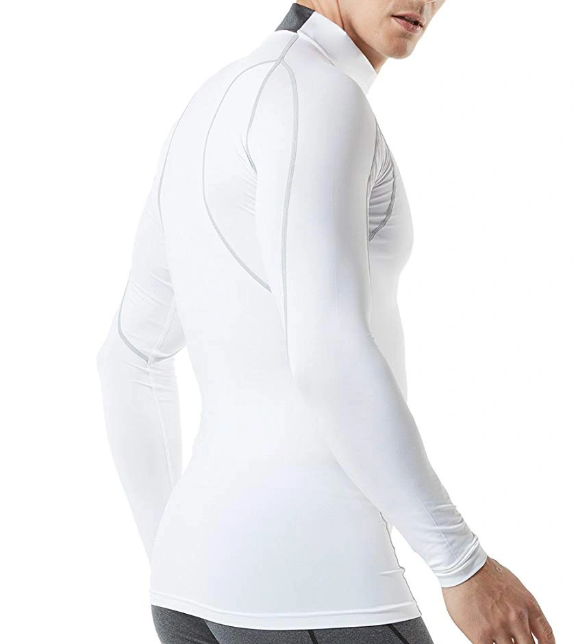 OEM Mens White Long Sleeve Fitness Compression Baselayer Sports Running Gym Slim Fit T-Shirts