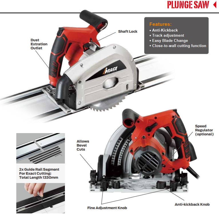 165mm Electric Plunge Saw Function