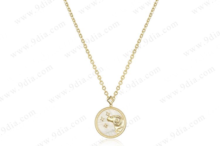 Bijoux en argent sterling bijoux plaqué or zodiac plaqué or n ° 925 collier de zodiaque en argent sterling
