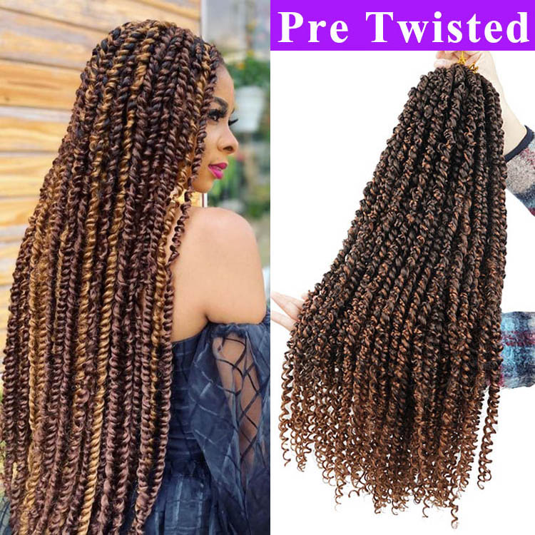 22inches Pre-looped Fluffy Crochet Braid Hair Ombre Synthetic Braiding Hair 15strands Pre Twisted Passion Twist Crochet Hair