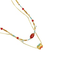 18K Real Gold Electroplated Agate Natural Stone Necklace