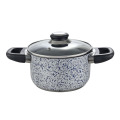 Cookware milk pot with blue coating glass cover