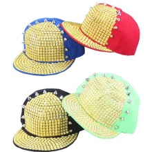 Flat brim acrylic design fashion rivet punk snapback cap hat