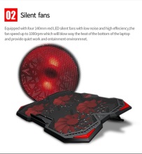 black Cooling Pad Adjustable Angle Speed Stand with 4 LED Fans and 2pcs USB Ports for laptop