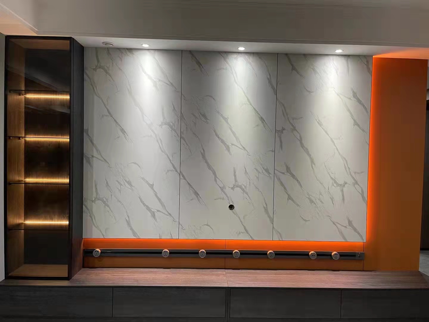 movable kitchen electrical black LED  recessed and surface track Socket with 3 gang power socket /60CM power track socket