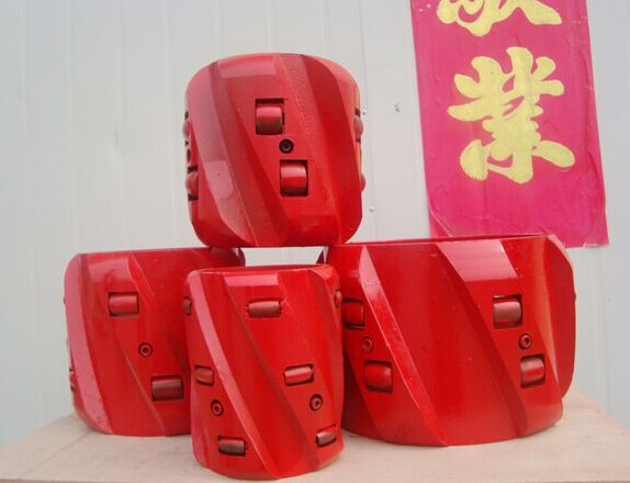 API 10D Casing Centralizer With Spiral Nail Stop collars, Hinged with Set Screws 7 5/8"