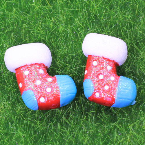 24*19mm Kawaii Christmas Socks Shaped Resin Cabochon For Holiday Decor Party Ornaments Spacer Christmas Items