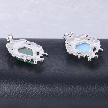 Silver Alloy Natural Faceted Diamond Gemstone Mirror Pendant