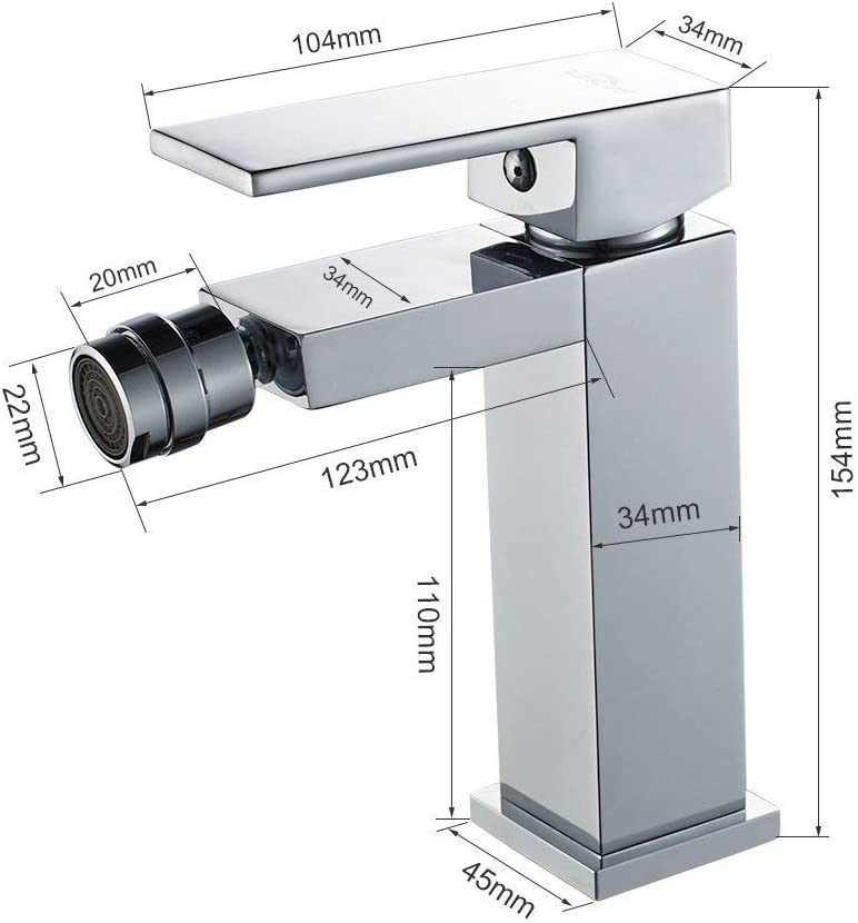 Robinet de lavabo à levier unique + robinet de bidet Ensemble complet de mélangeur de salle de bain fini chromé