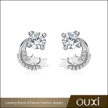 Fancy girls star earring round cubia zircon diamond and half moon alloy earring stud