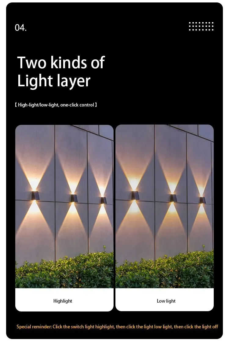 Solar Powered Waterproof Outdoor Wall Light for Gardens