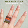 Custom Tree Texture Design Silicone Wedding Rings