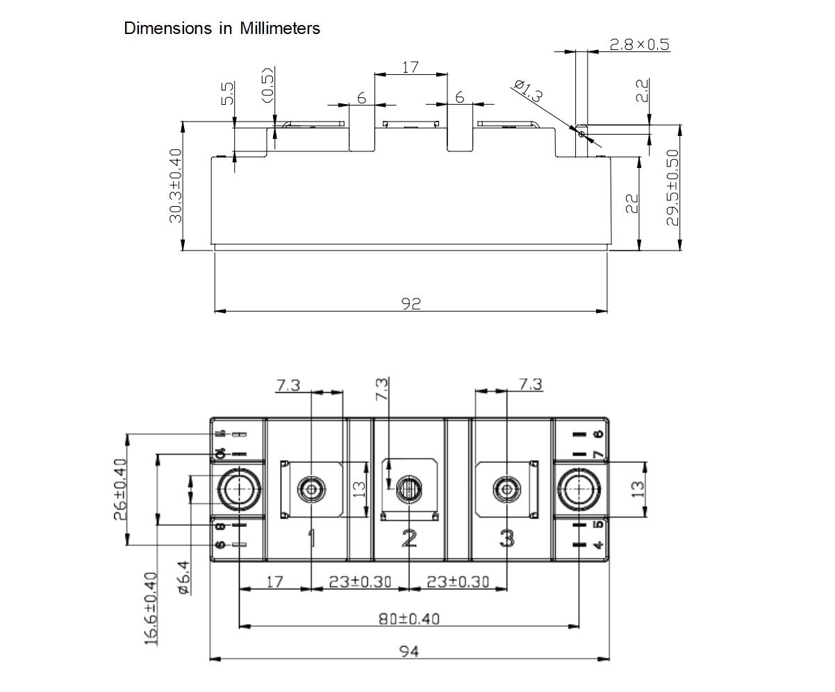 YZPST-SKM195GB066D Package Dimensions