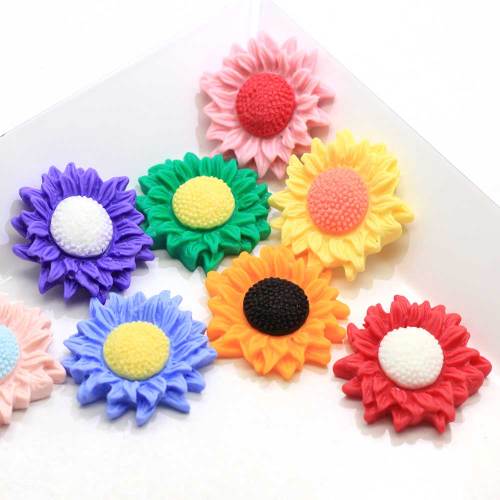 Kawaii bunte Sonnenblume 34mm Harz Flatback Cabochon Scrapbooking für Telefon Handwerk