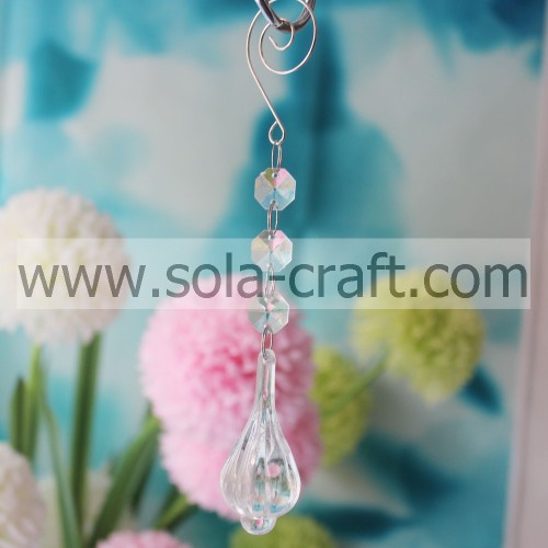 Lovely 18CM Transparent Acrylic Crystal Octagon Hammer Lamp Bead Garland Prism Fit European Decoration