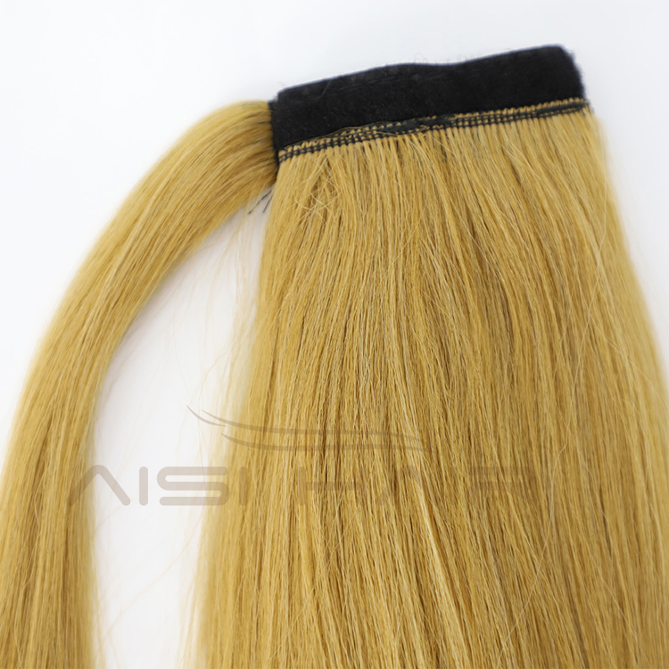 Aisi Hair Vendor Long Straight Curly Wave End Magic Paste Blonde Ponytail Hair Drawstring Synthetic Ponytail Hair Extension