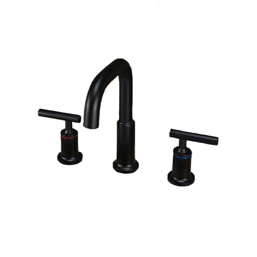 3 Hole Black Bathroom Sink Brass Faucet