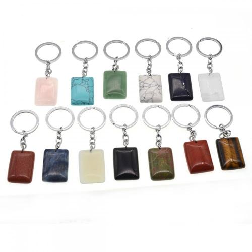 Natural oblong Rectangle Gemstone Beads Pendant Keychain