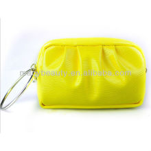 Yellow pvc mini cosmetic bag with ring