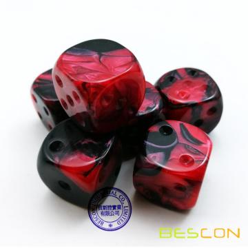 Bescon Unpainted Two Tone 16MM Game Dice with Flat 6th Side, 2 Assorted Color Set of 12pcs, Gemini Cube