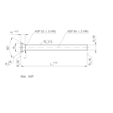 Punções ISO6752 / DIN9861 com material cônico da cabeça ASP23