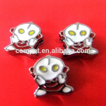 Wholesale fashion 8mm slide charms, alien slide charms, enameled slide charms