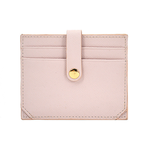 Cute Pink Pu Saffiano Leather Credit Card Holder