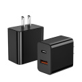 Stock 2-puerto QC3.0 Tipo-C USB Wall Charger Fast