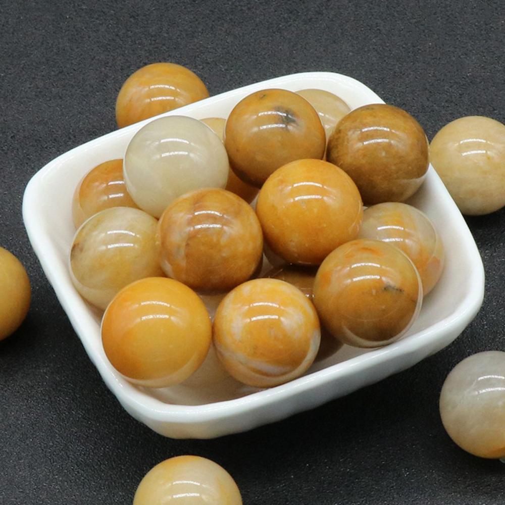 20 -миллиметровые желтые нефритовые шарики для снятия стресса Медитация Балансировать домашние украшения. Кристаллические сферы