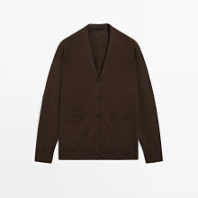 Women's long linen blended knitted cardigan